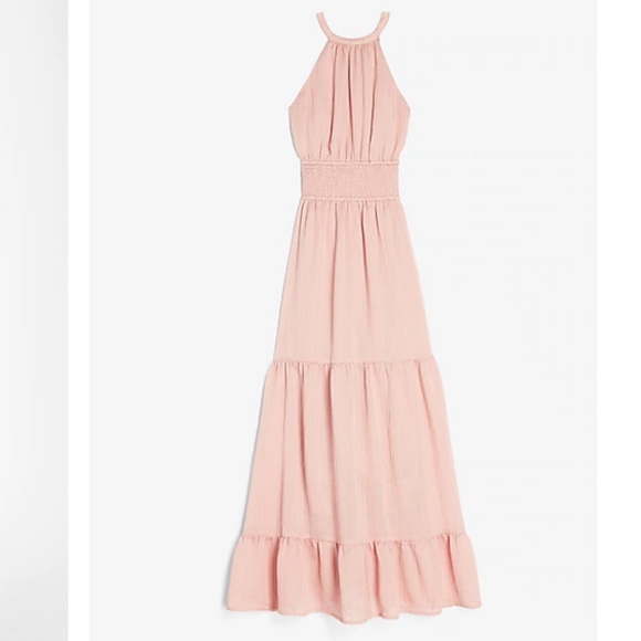 Tiered Smocked Waist Halter Neck Dress- EXPRESS - Picture 3 of 3